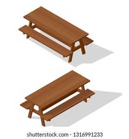 wooden table with benches