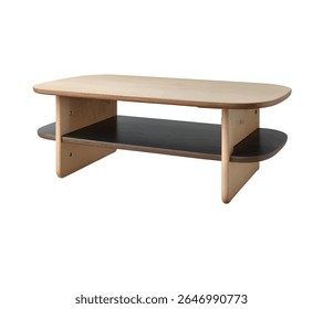 Wooden table with black shelf vector illustration