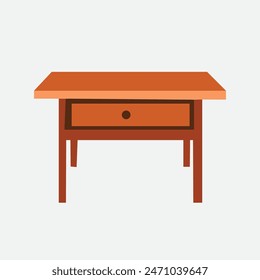 Wooden table, brown simple table vector