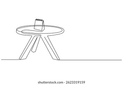 Wooden table with Calendar continuous one line drawing