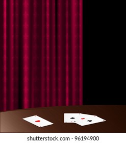 wooden table and cards