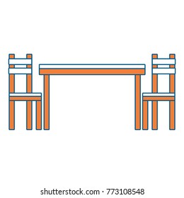 wooden table chair dining furniture empty icon