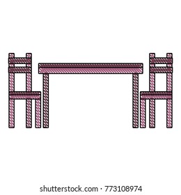 wooden table chair dining furniture empty icon