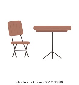 wooden table and chair icon isolated