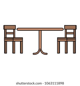 wooden table with chairs