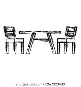 wooden table with chairs