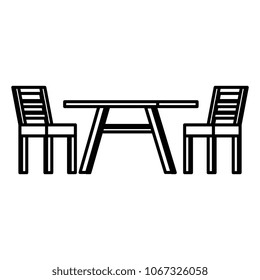 wooden table with chairs