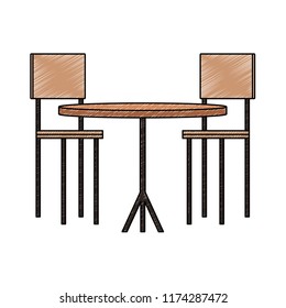 Wooden table and chairs scribble