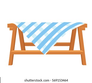 Wooden table with a cloth White background. Vector illustration