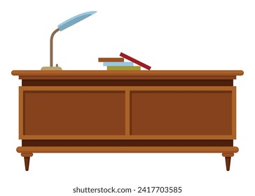 Wooden table or desktop. Clean element of of home interior scenic. Template for object presentation. Table isolated on white background