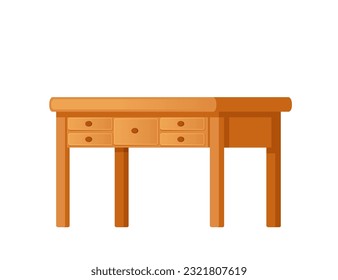 Wooden table with drawer furniture for personal things placing vector illustration illustration isolated on white background
