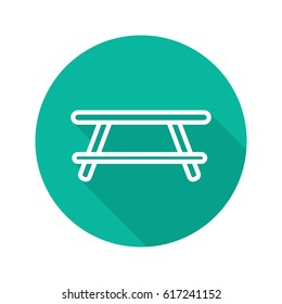 Wooden table flat linear long shadow icon. Vector line symbol