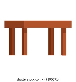 Wooden table flat vector isolated.