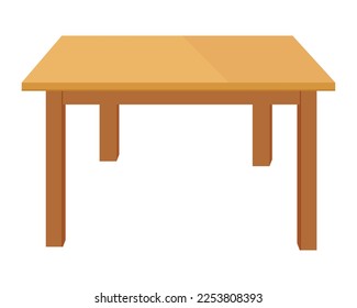 Wooden table with four legs isolated on white background. Vector illustration