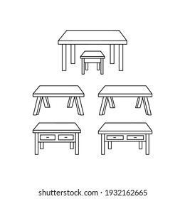 Ilustración vectorial dibujada a mano en la tabla de madera, icono de línea de aparatos caseros simples  