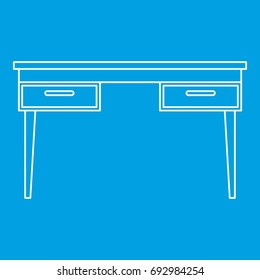 Wooden table icon blue outline style isolated vector illustration. Thin line sign
