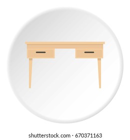 Wooden table icon in flat circle isolated vector illustration for web