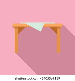 Wooden table icon flat vector. Park wood plan. Outdoor furniture