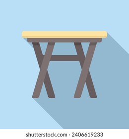 Wooden table icon flat vector. Yard plan. Summer above space
