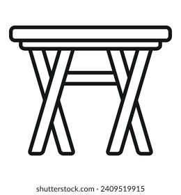 Wooden table icon outline vector. Yard plan. Summer above space
