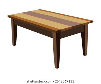 wooden table illustration with striped top design on white background