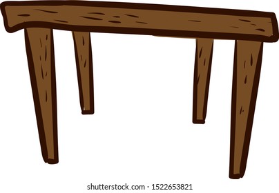 Wooden table illustration, vector on white background.