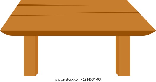 Wooden table, illustration, vector on a white background.