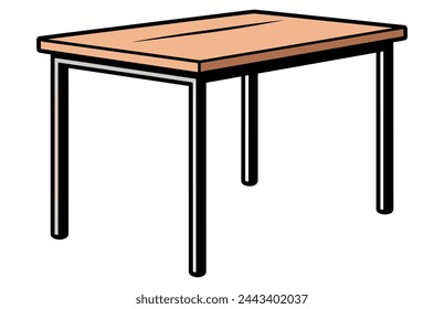 Wooden table isolated illustration, table wooden home modern decoration furniture vector
