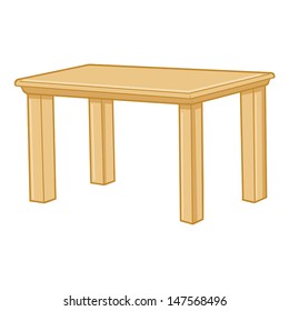 Wooden table isolated illustration on white background