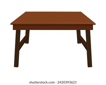 Wooden table isolated illustration on white background