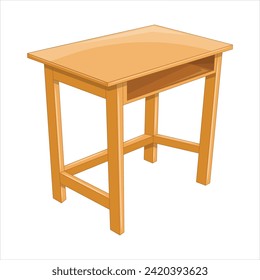 Wooden table isolated illustration on white background