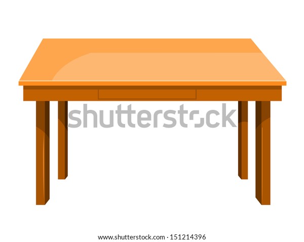 白い背景に木のテーブルイラスト のベクター画像素材 ロイヤリティフリー
