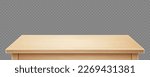 Wooden table isolated on transparent background. Vector realistic illustration