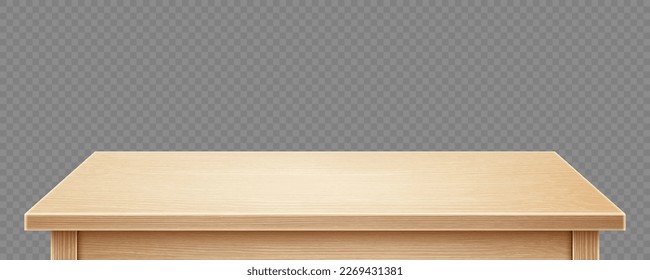 Wooden table isolated on transparent background. Vector realistic illustration