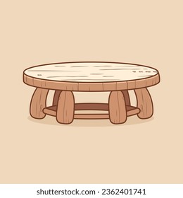Wooden table isolated on white background. Vector illustration in cartoon style
