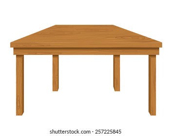 Wooden table isolated on white background. Vector illustration