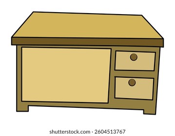 A wooden table isolated on white background