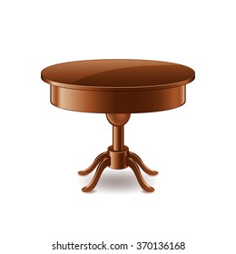 Wooden table isolated on white photo-realistic vector illustration