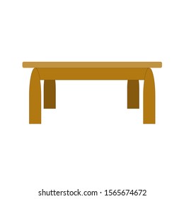 Wooden table for joyful and business affairs. Isolated on a white background. Flat vector illustration.