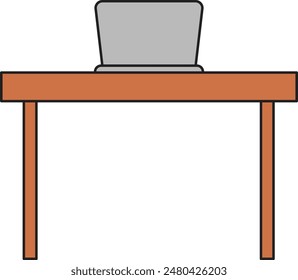wooden table with laptop vector illustration