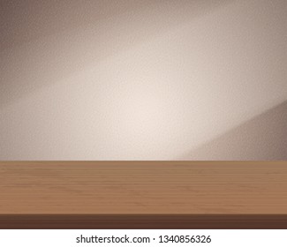 wooden table and lighting background, 3d illustration