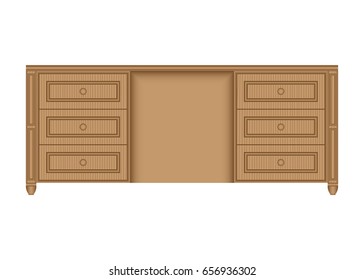 Wooden table with natural color tone in isolated white background