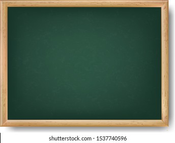 Wooden Table On Green Chalkboard Isolated With Gradient Mesh, Vector Illustration