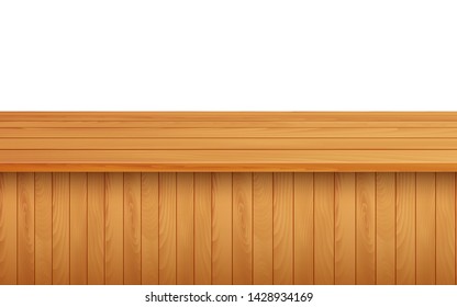 wooden table on the white background