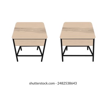 Holztisch auf weißem Hintergrund.
