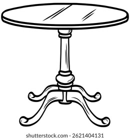 Wooden Table  Outline Drawing Vector Illustration