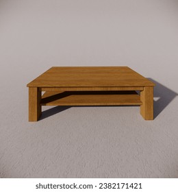 wooden table rendered on white background