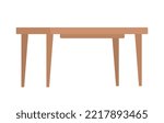Wooden table semi flat color vector object. Kitchen furniture. Editable element. Full sized item on white. Furnishing simple cartoon style illustration for web graphic design and animation