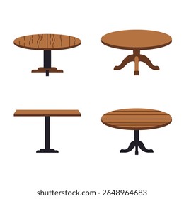 Wooden Table Set with Round and Rectangular Designs