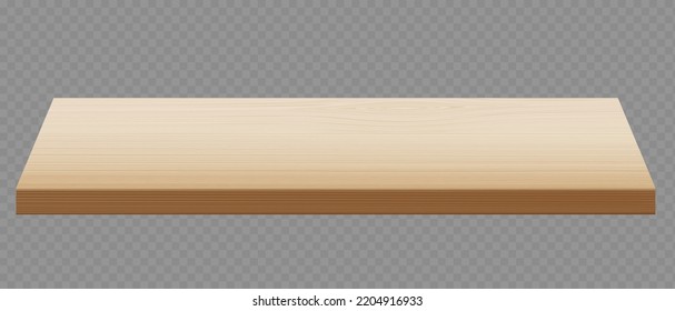 Wooden table or shelf. Perspective view. Tabletop isolated on a transparent background. Vector mockup